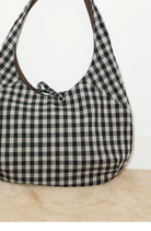 PUKI Reversible Faux Suede Plaid Hobo in Brown