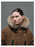 NANS Goose Down Parka with Fur Collar in Brown - On Model