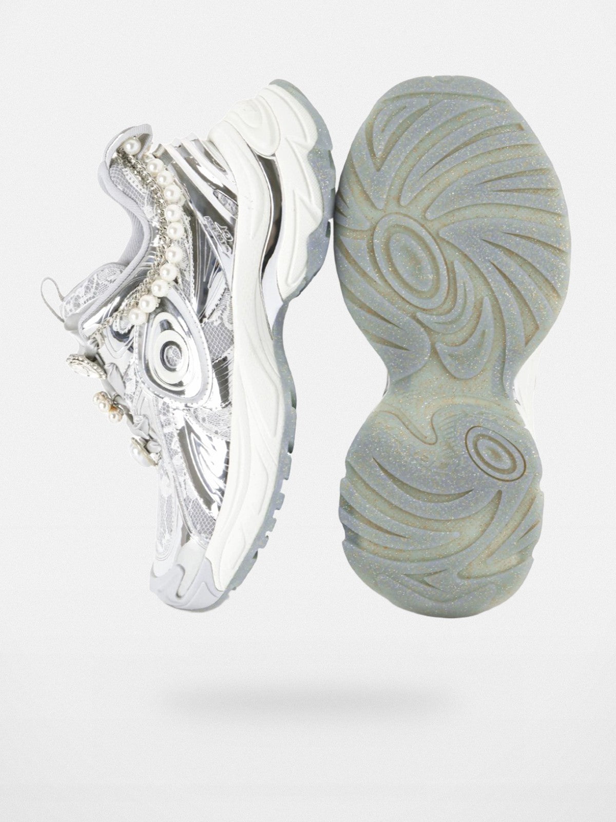 OLDORDER Metallic Pearl Chunky Sneakers in Silver