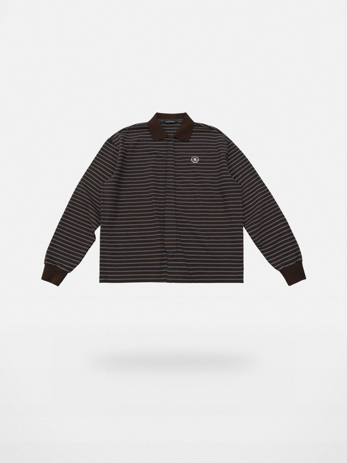 MASONPRINCE Striped Washed Cotton Rugby Shirt in Brown