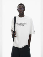 MASONPRINCE Double Layer Collar Embroidered Tee in White - On Model