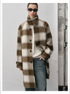 NANS Distressed Whiskered Straight Jeans in Denim - On Model