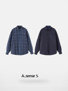 Acsense Studio Reversible Padded Plaid Shirt Jacket in Blue