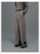 NANS Double Pleated Wool Blend Trousers in Beige - On Model
