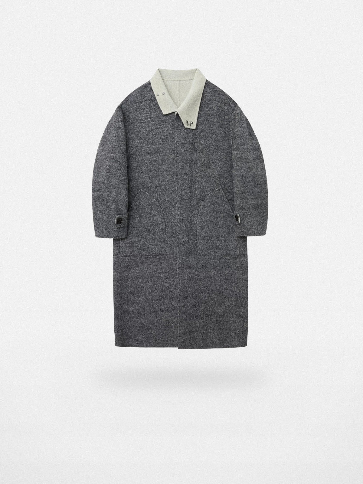 NANS Double Faced Wool Rabbit Hair Coat in Gray