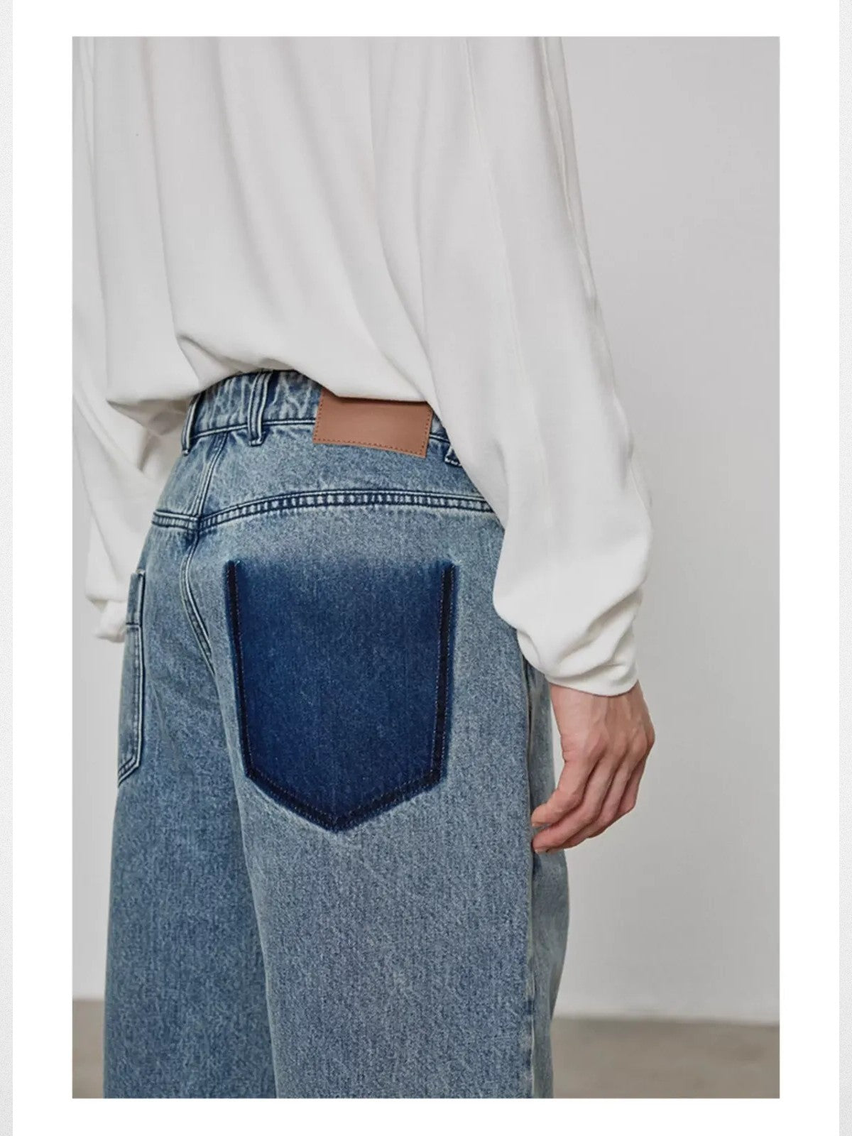 NANS Distressed 14oz Micro Flare Jeans in Denim - On Model
