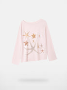 THELIGHT OFFICIAL Rhinestone Starfish Off Shoulder Top in Pink