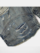 BADSEED Star Patch Denim Bermuda Shorts in Light Blue - Detail