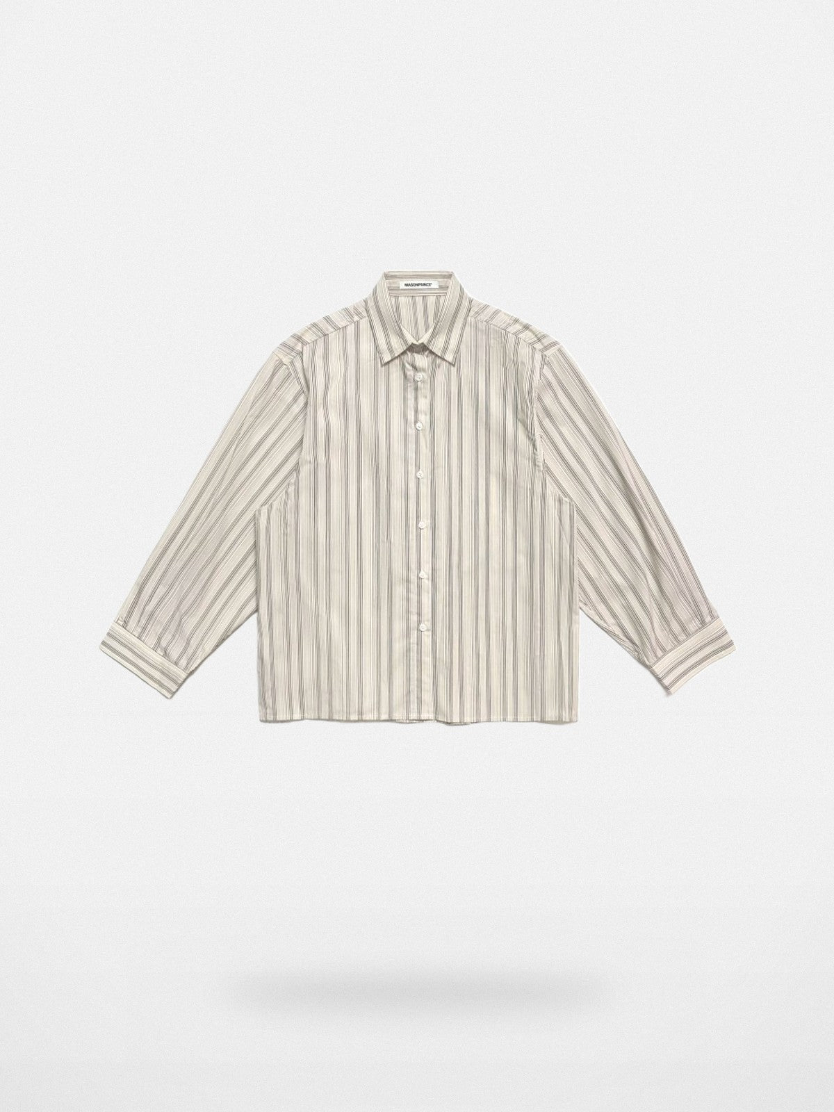 MASONPRINCE Retro Striped Cotton Shirt in Cream