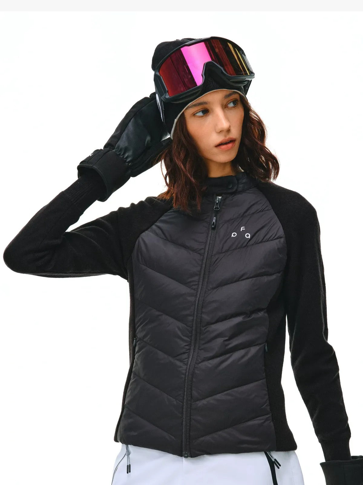 FPA Knit Sleeve Puffer Jacket in Black - On Model