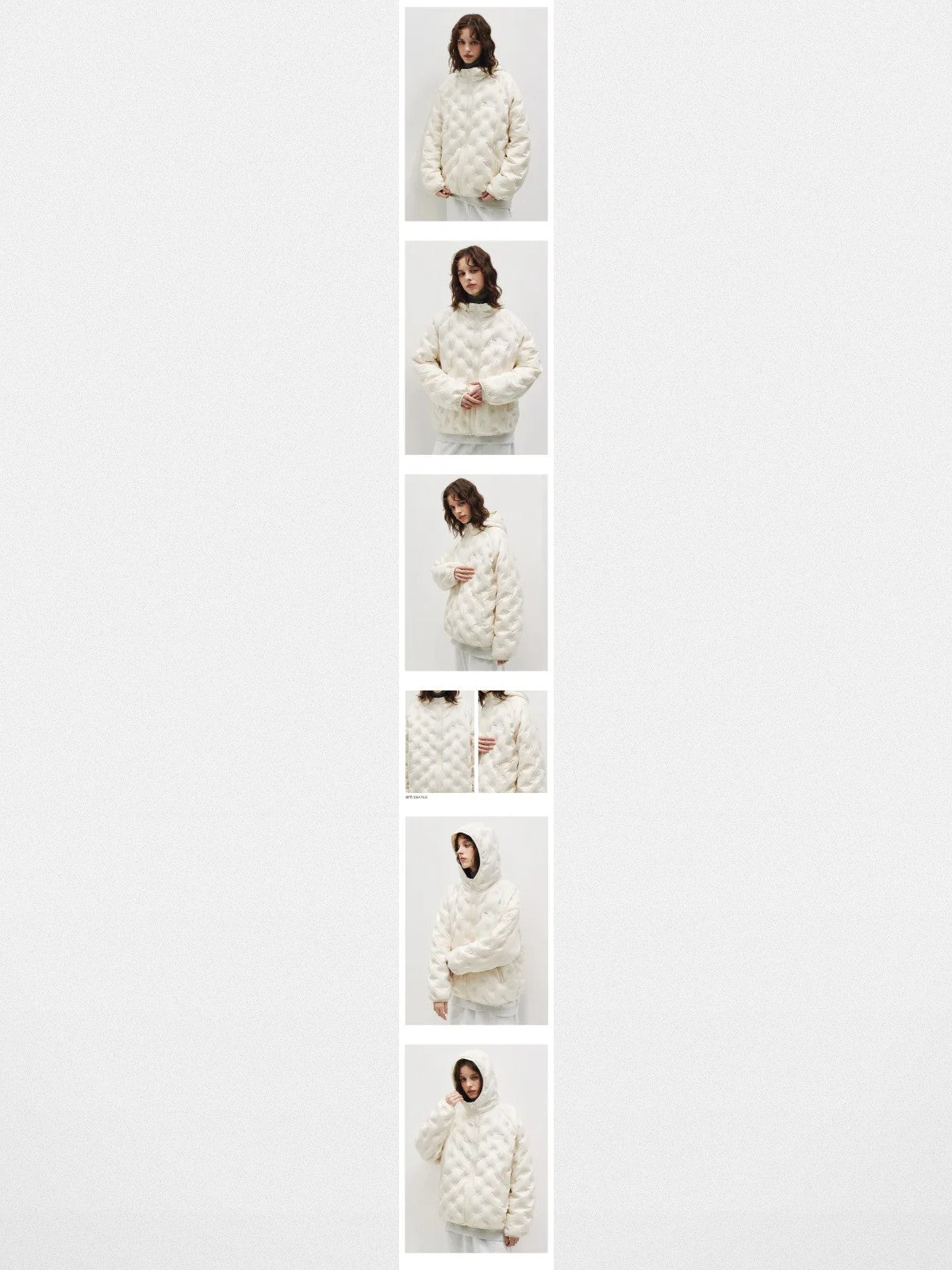 FPA Lightweight Embossed Down Puffer in White - On Model