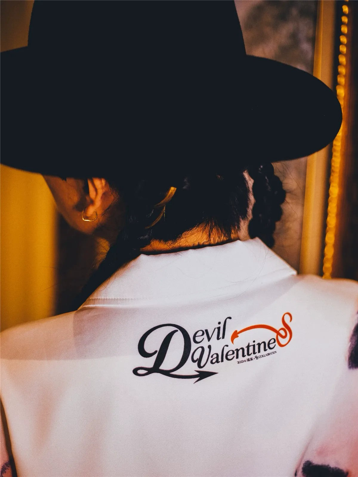 SWFI Far East Portrait Print Camp Collar Shirt in White - On Model