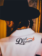 SWFI Far East Portrait Print Camp Collar Shirt in White - On Model