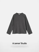 ACSENSE STUDIO Raw Edge Plush Long Sleeve in Gray
