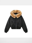 PUKI Faux Fur Hood Down Bomber in Black