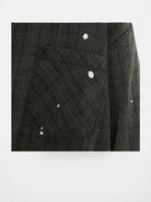 MASONPRINCE Ink Splatter Plaid Shirt in Green - Detail