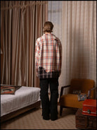 SOD Co. Hand Distressed Plaid Shirt Jacket in White - On Model