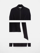 ACSENSE STUDIO High Neck Half Zip Top in Black - Detail