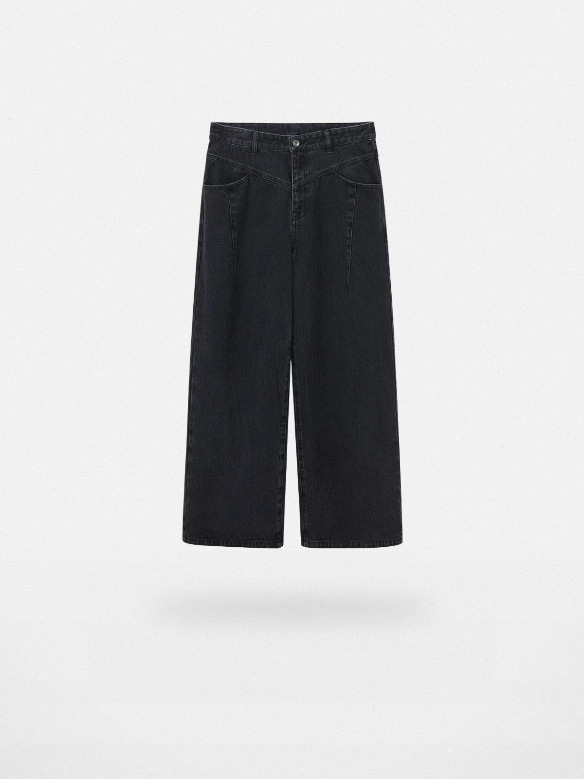 NANS 13oz Diagonal Seam Straight Jeans in Black
