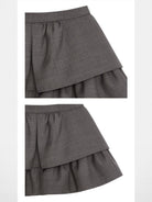 SHUSHUTONG Tiered Wavy Wool Mini Skirt in Gray - Detail