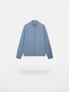 NANS Ribbed Merino Wool Zip Cardigan in Sky Blue