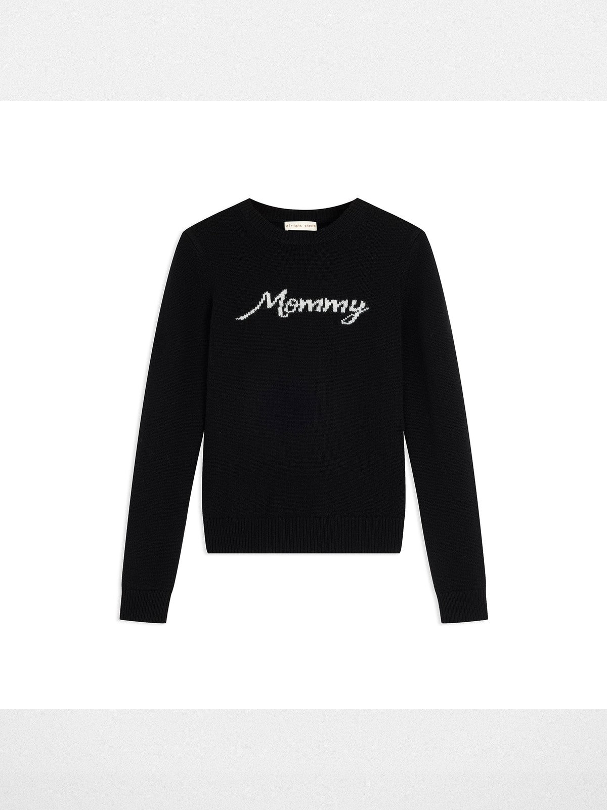 Alright Then Script Jacquard Lambswool Sweater in Black