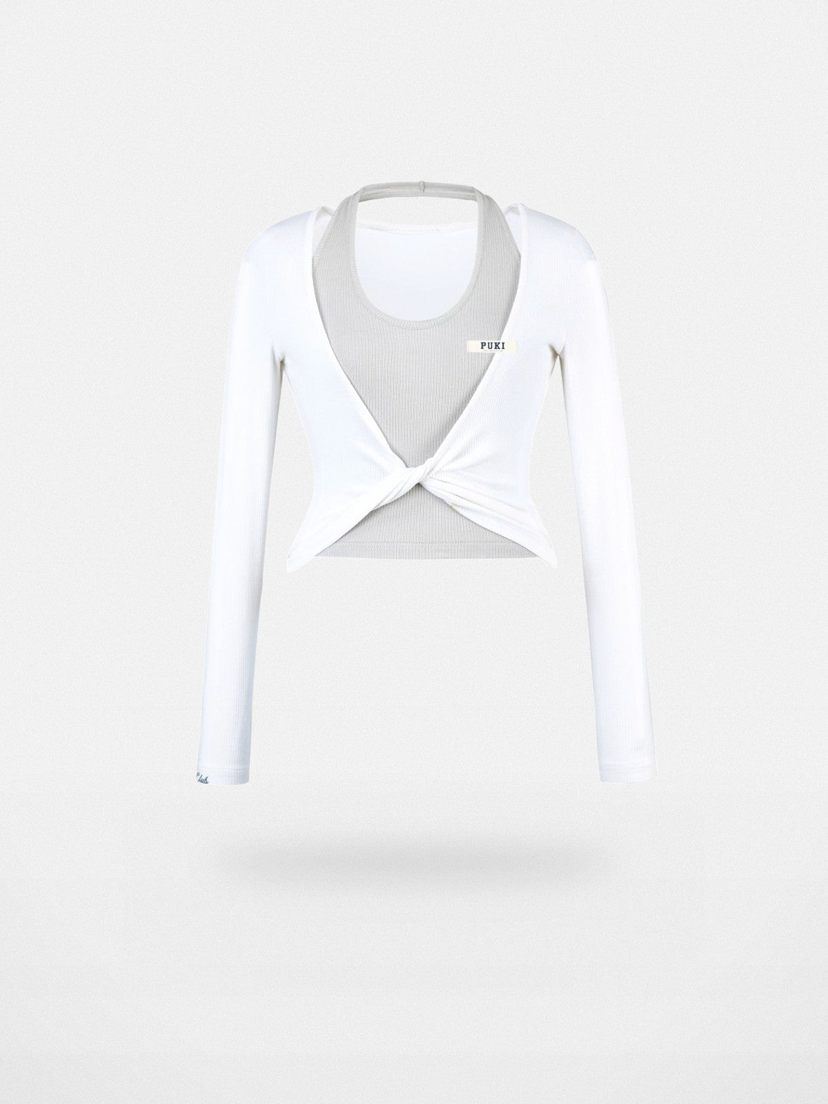 PUKI Mock Layered Halter Top in White