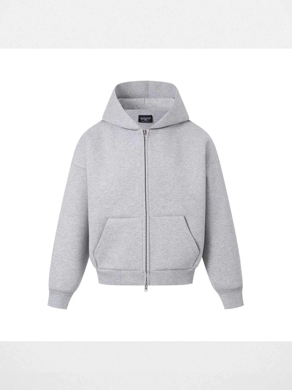 SWFI Far East 600g Heavyweight Cotton Zip Hoodie in Gray