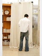 Retro 21 Bamboo Rayon Drop Shoulder Shirt in White - On Model