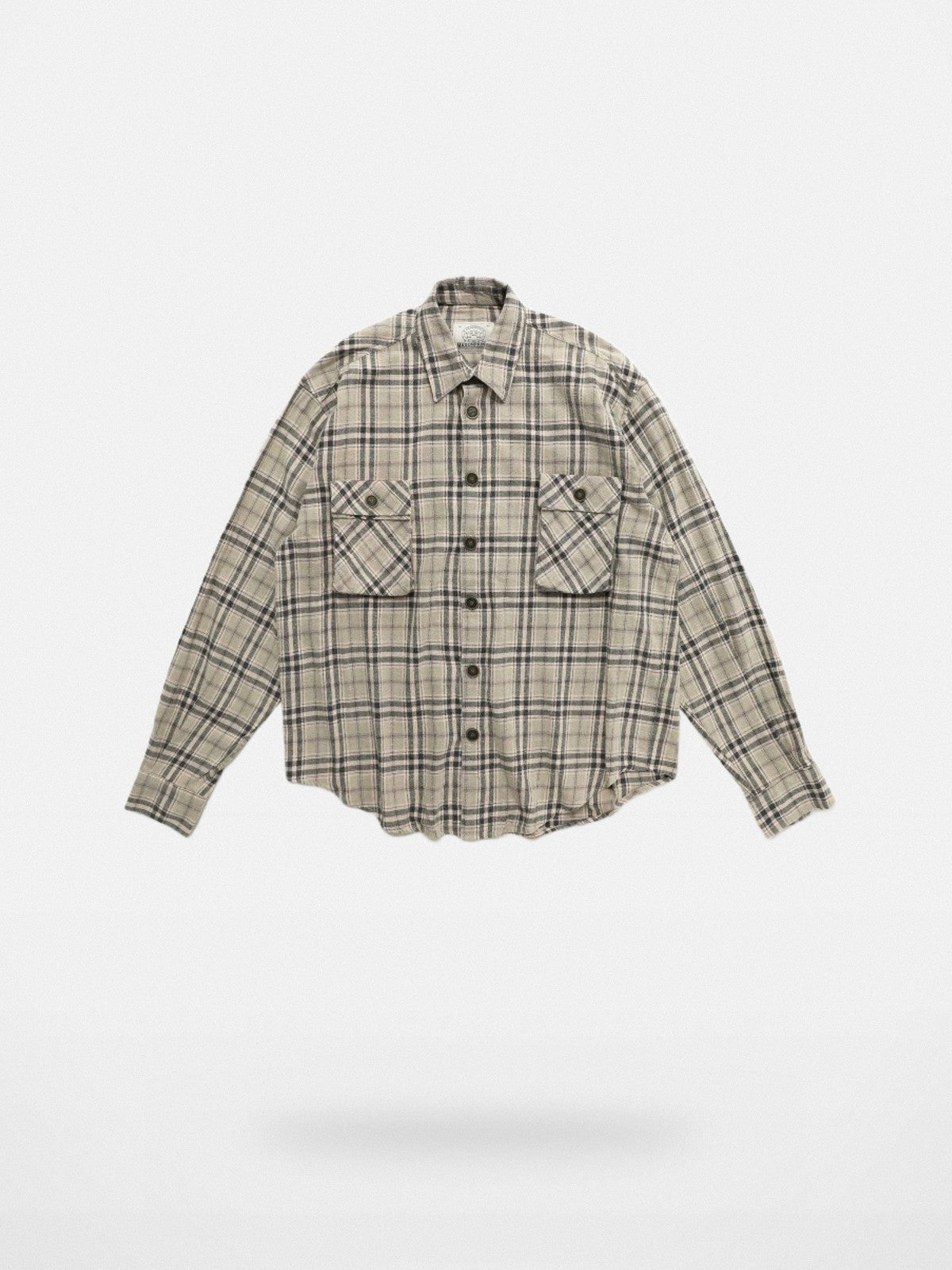 MASONPRINCE 3D Pocket Plaid Shirt in Beige