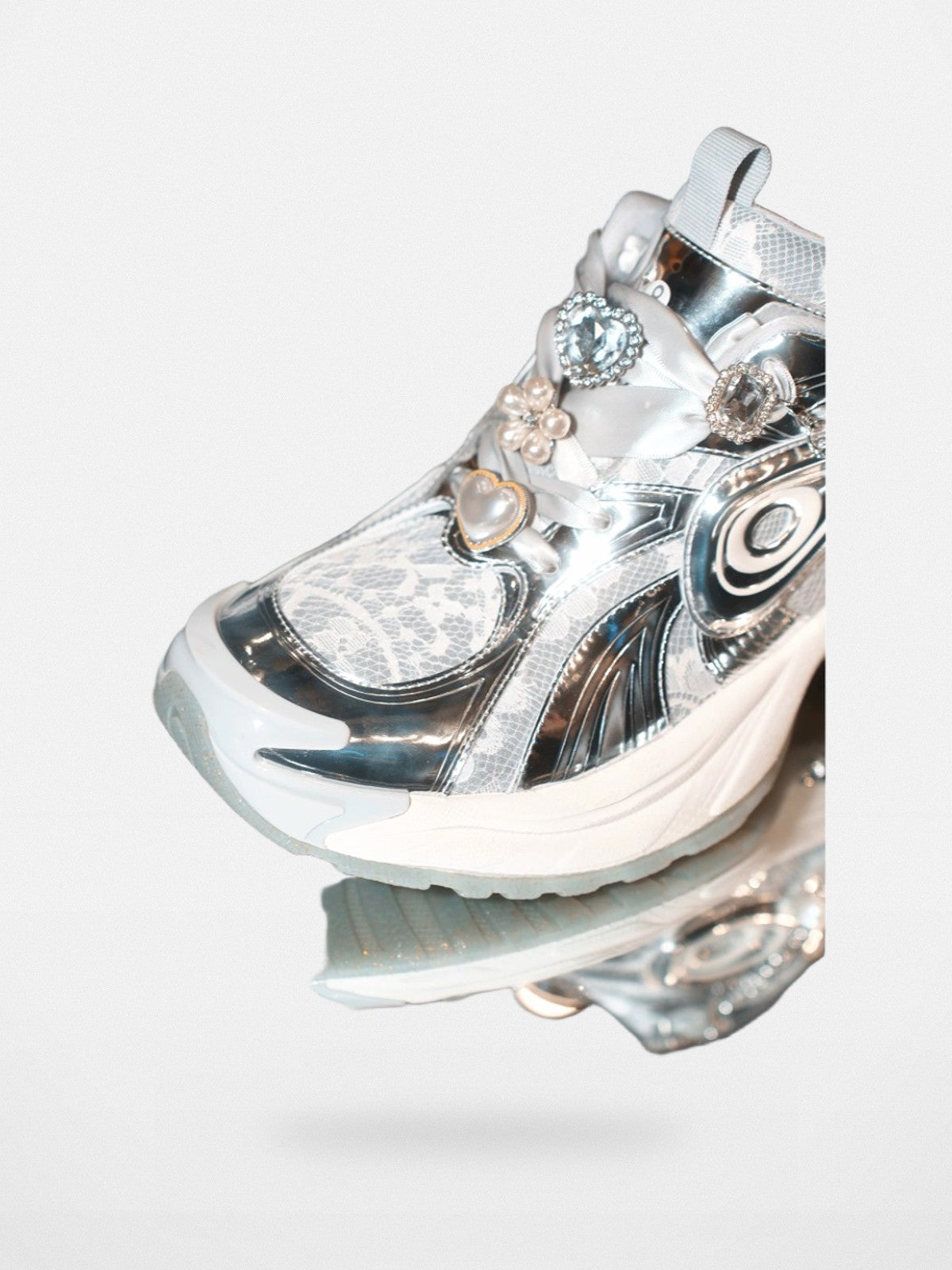 OLDORDER Metallic Pearl Chunky Sneakers in Silver - Detail