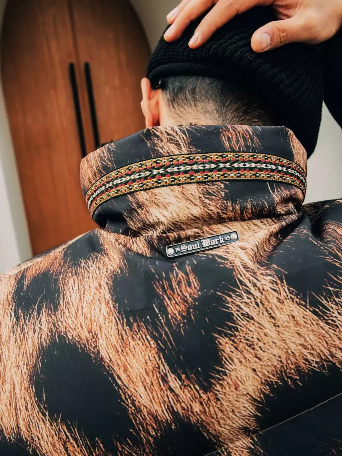 SWFI Far East Leopard Print Padded Vest in Brown - On Model