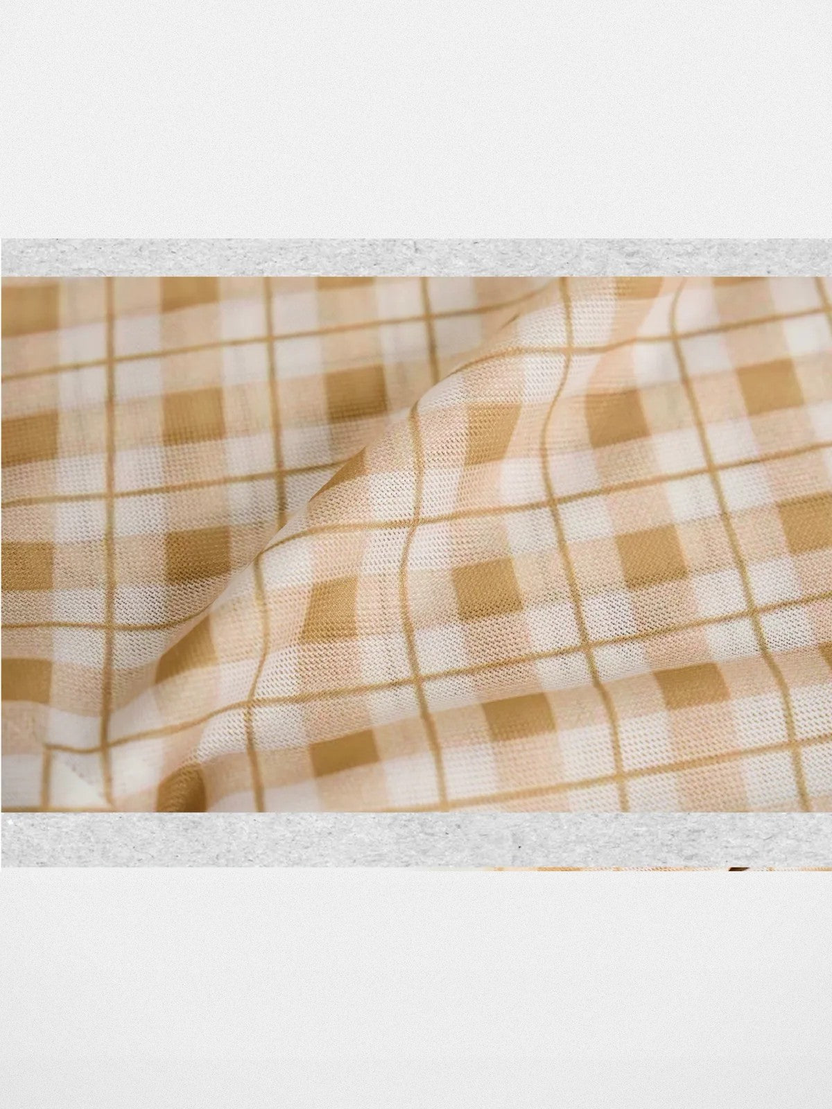 Amee Checkered Mesh Zip Front Polo in Yellow - Detail