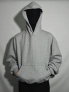 AFterTaste Boxy Ribbed Cotton Hoodie in Gray - On Model