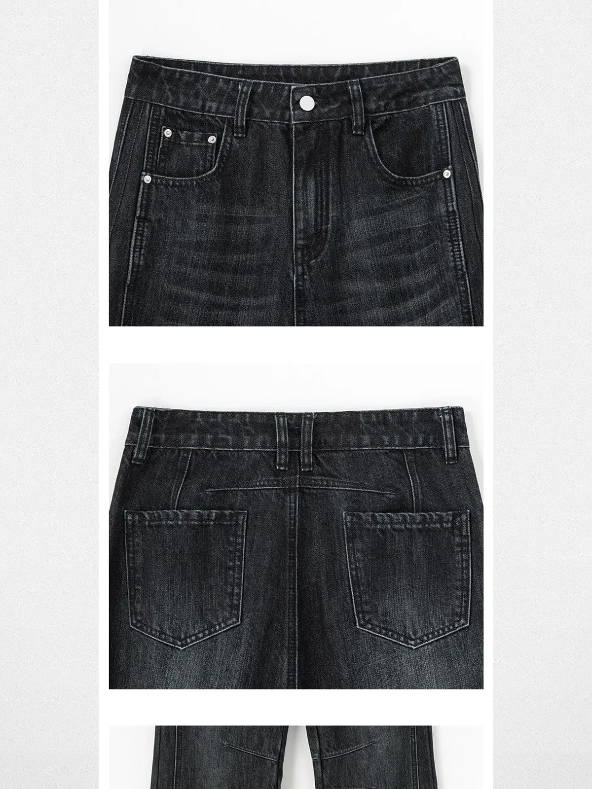 ACSENSE STUDIO Hand Distressed Micro Flare Jeans in Denim - Detail