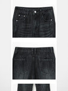 ACSENSE STUDIO Hand Distressed Micro Flare Jeans in Denim - Detail