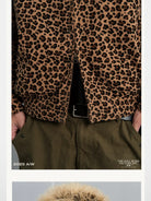 SWFI Far East Leopard Print Corduroy Harrington Jacket in Beige - On Model