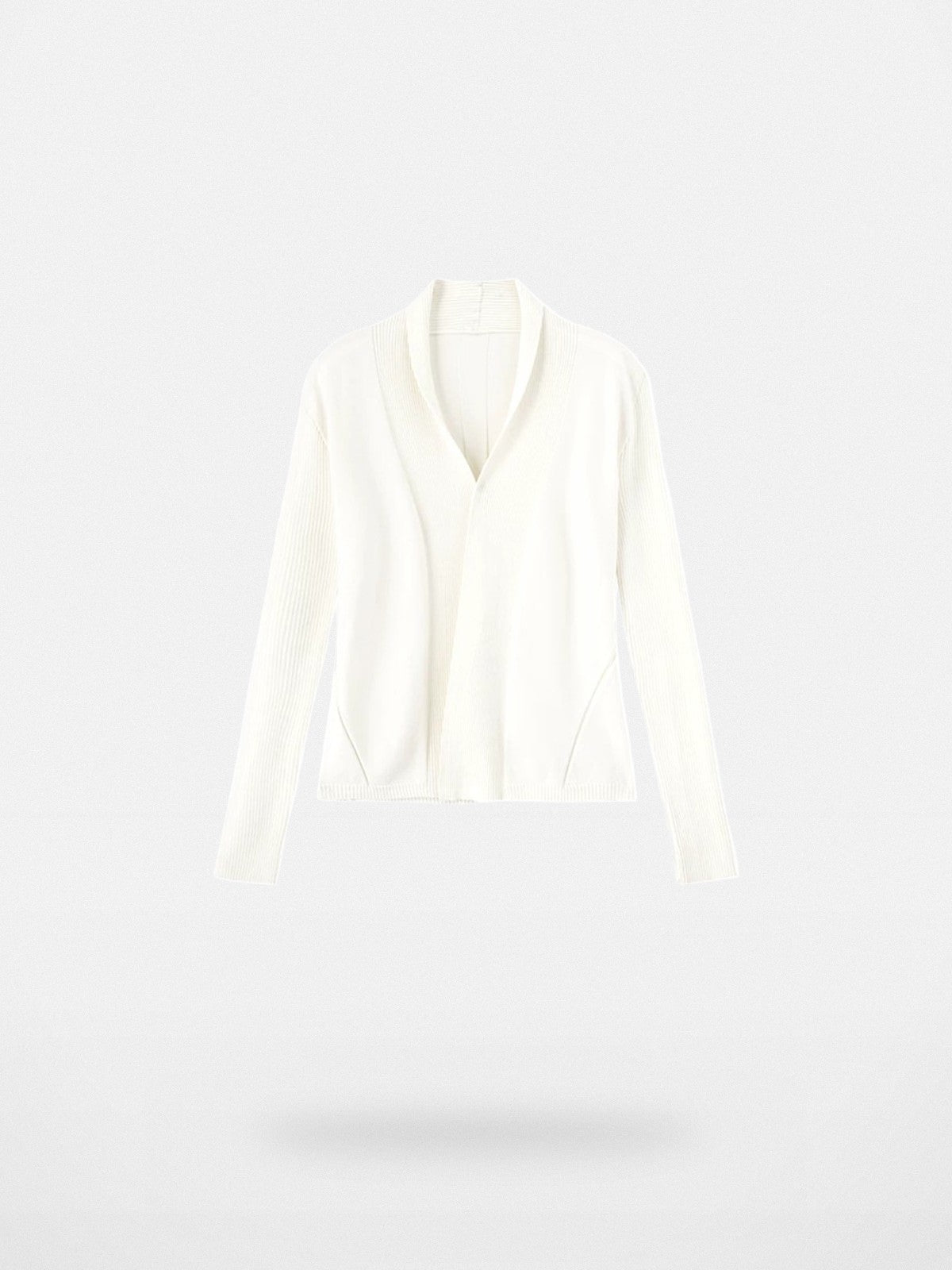 ACSENSE STUDIO Ribbed Open Front Cardigan in White