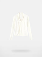 ACSENSE STUDIO Ribbed Open Front Cardigan in White