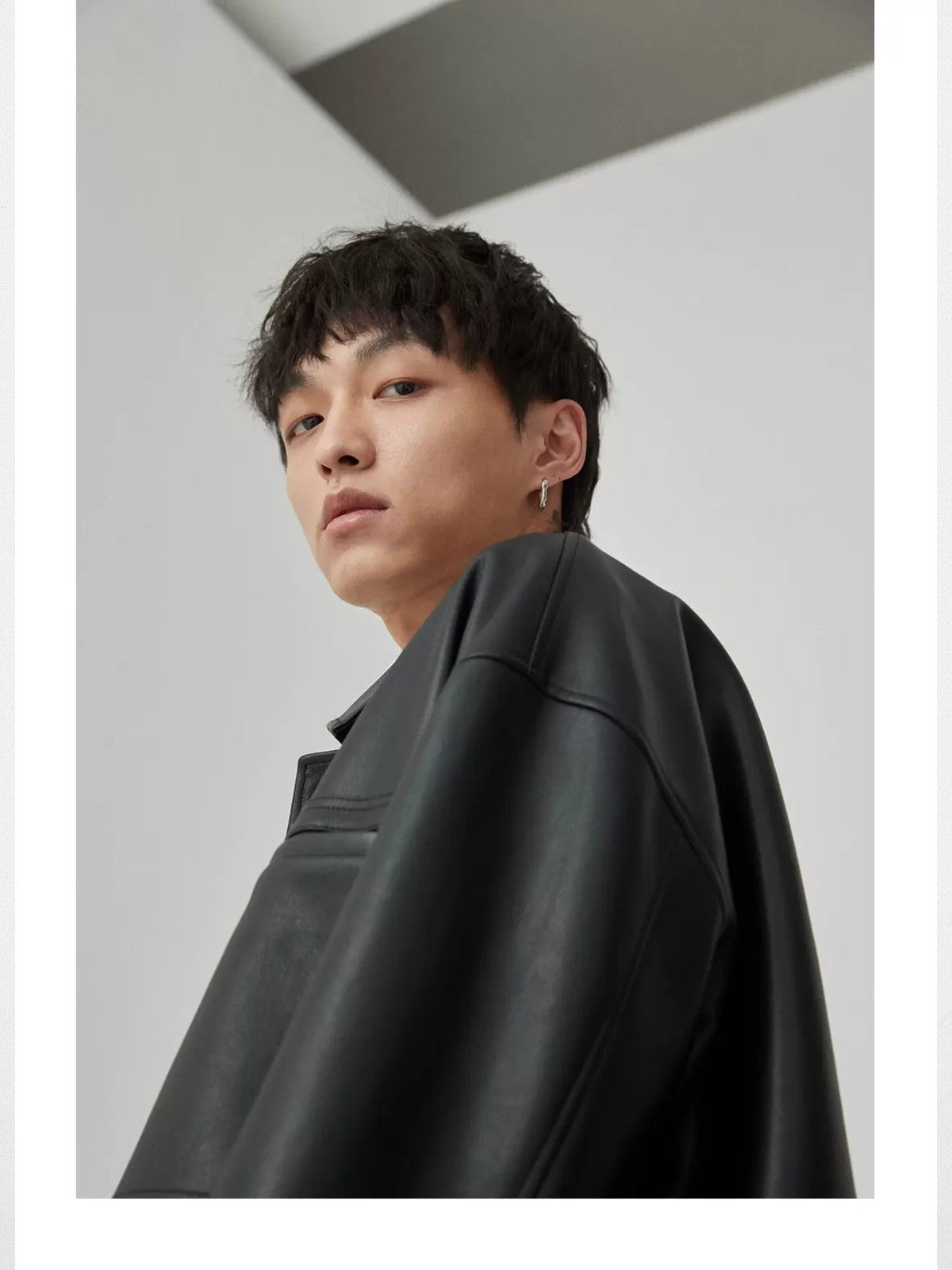 NANS Soft Faux Leather Jacket in Black - On Model