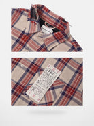 SOD Co. Hand Distressed Plaid Shirt Jacket in White - Detail