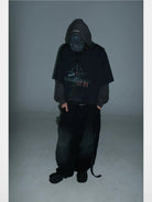 MASONPRINCE Distressed Metal Accent Baseball Cap in Black - On Model