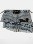 BADSEED Star Patch Denim Bermuda Shorts in Light Blue - Detail