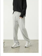 NANS Plush Textured Wide Leg Track Pants in Gray - On Model