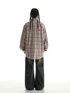 MASONPRINCE 3D Pocket Plaid Shirt in Beige - On Model