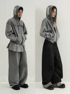 MASONPRINCE Heavyweight Graffiti Zip Hoodie in Gray - On Model