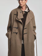 NANS Cashmere Blend High Collar Knit in Brown - On Model