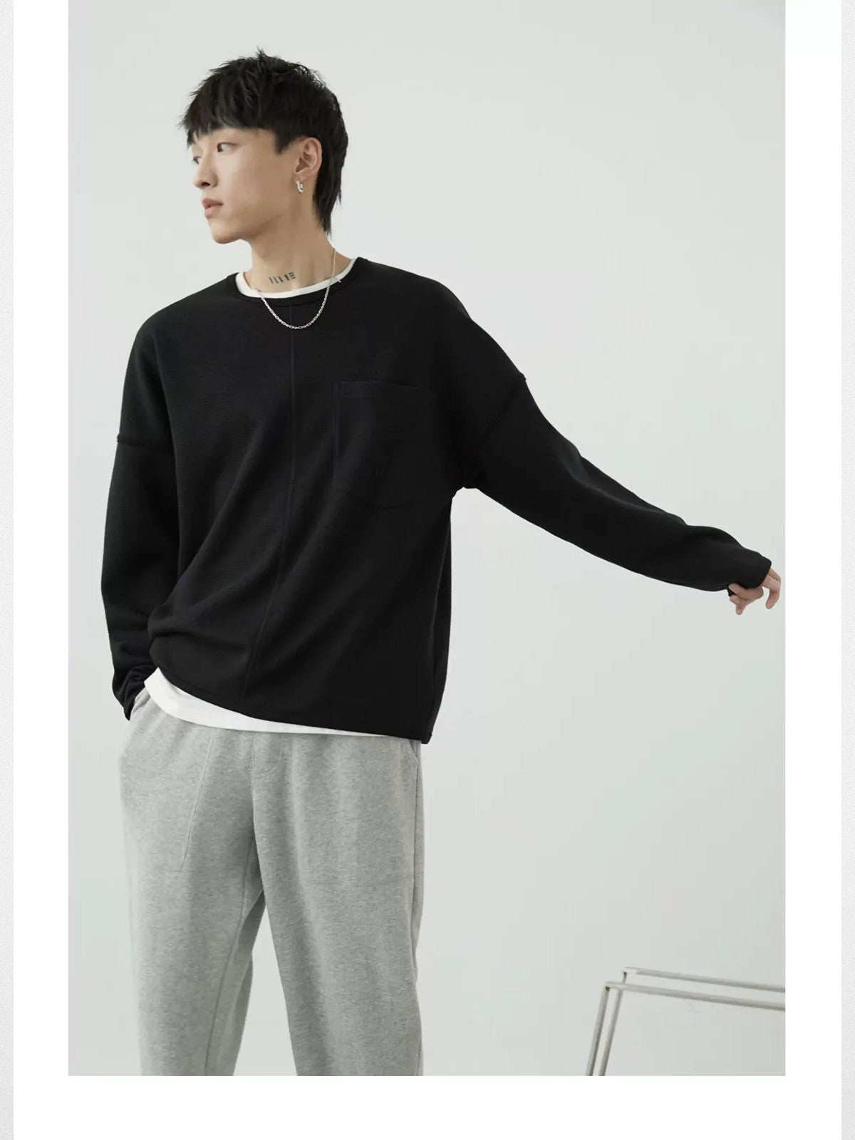 NANS Plush Textured Wide Leg Track Pants in Gray - On Model