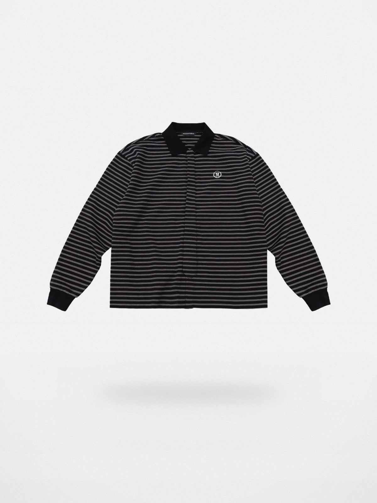 MASONPRINCE Striped Washed Cotton Rugby Shirt in Black