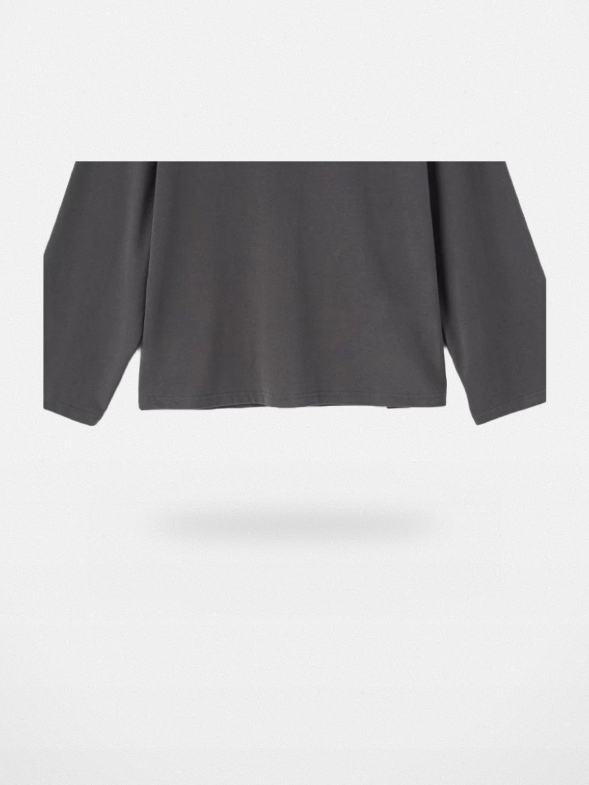 ACSENSE STUDIO Raw Edge Plush Long Sleeve in Gray - Detail